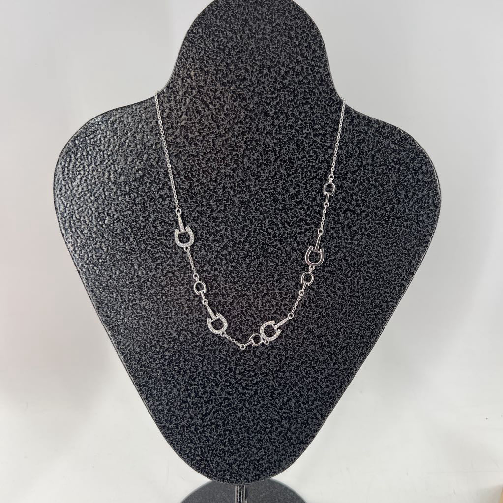 12" silver horseshoe accent necklace
