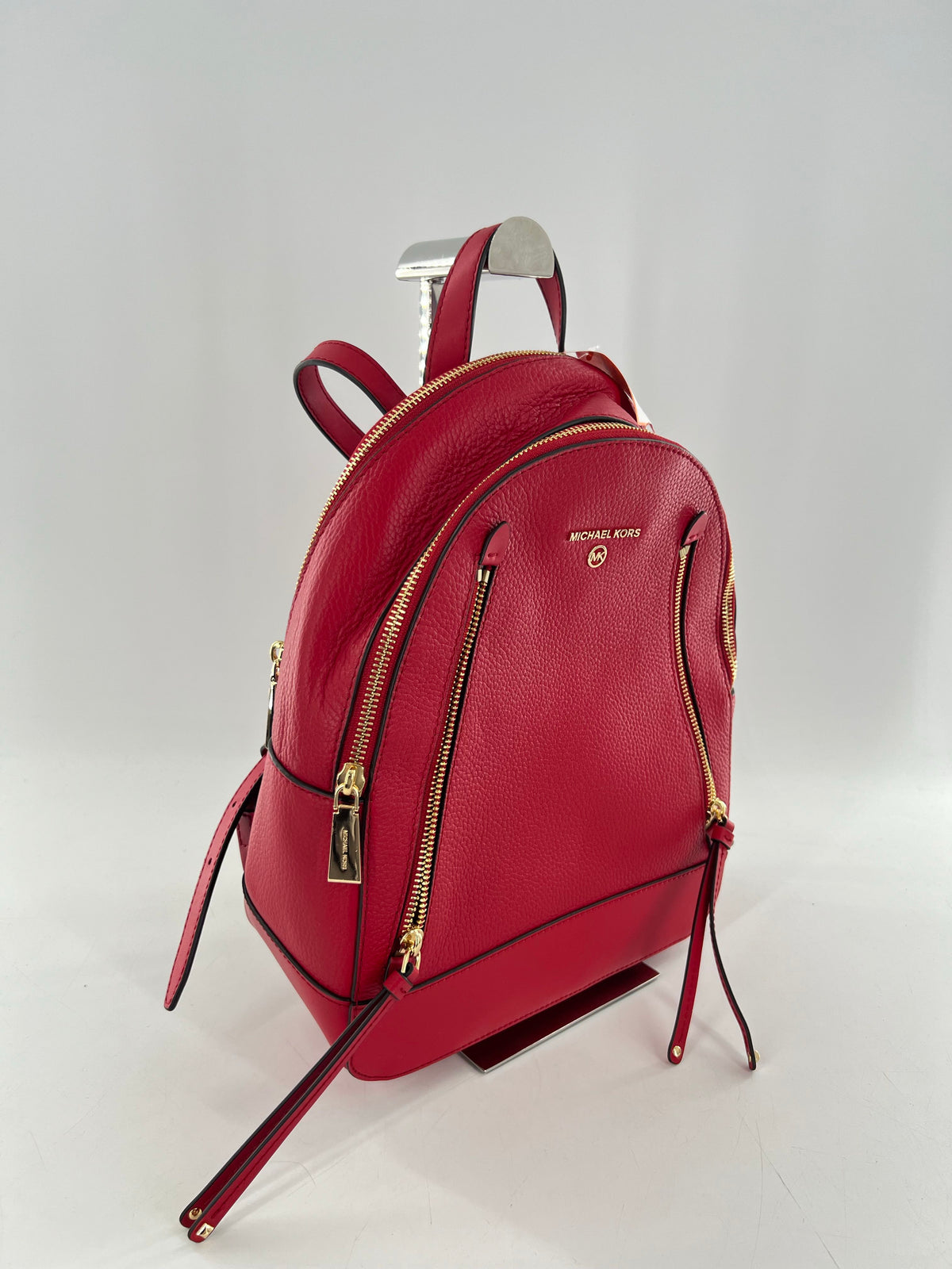 pebbled double zip backpack w/ front zip pockets