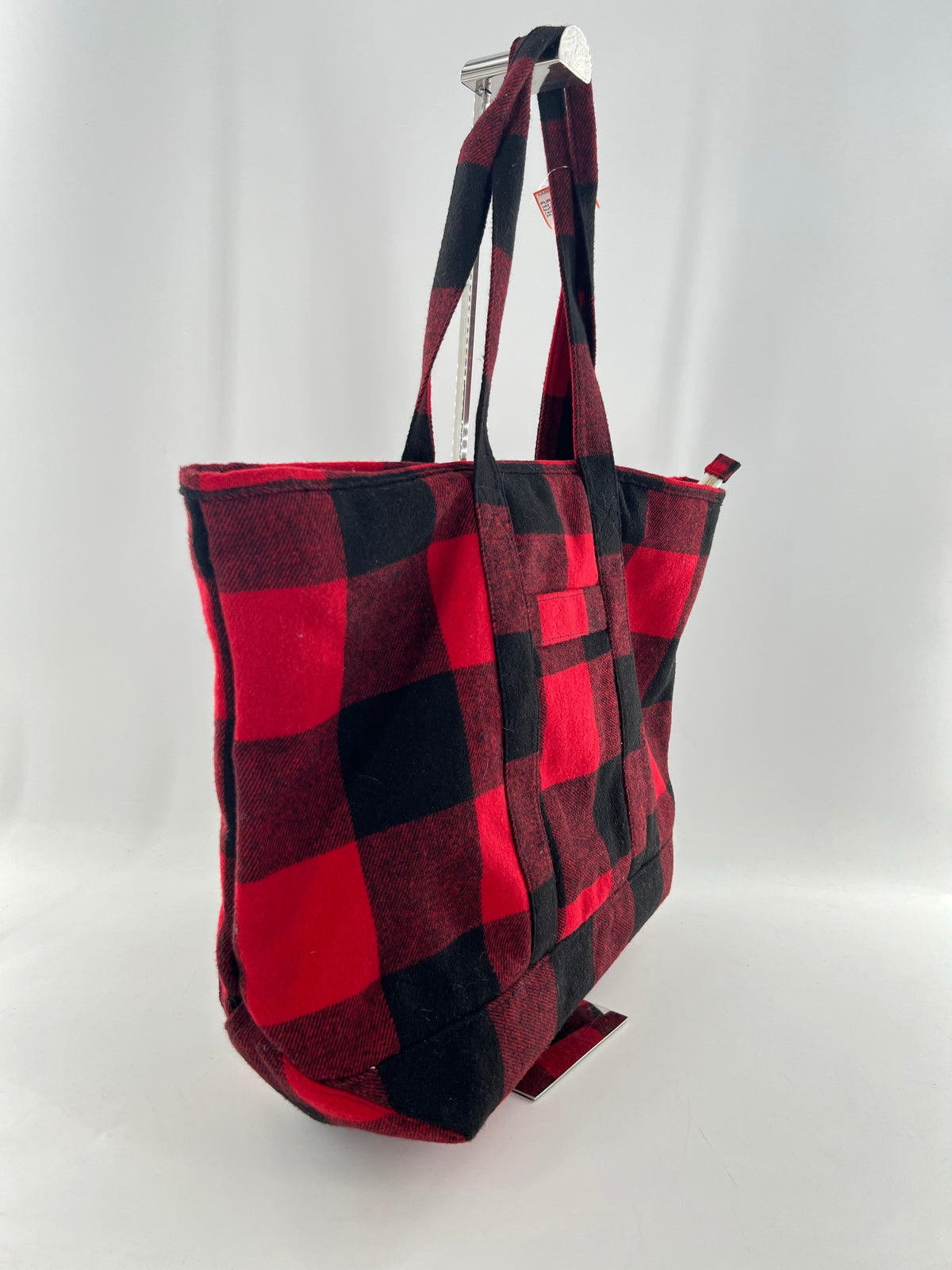 buffalo check plaid sherpa lined tote bag