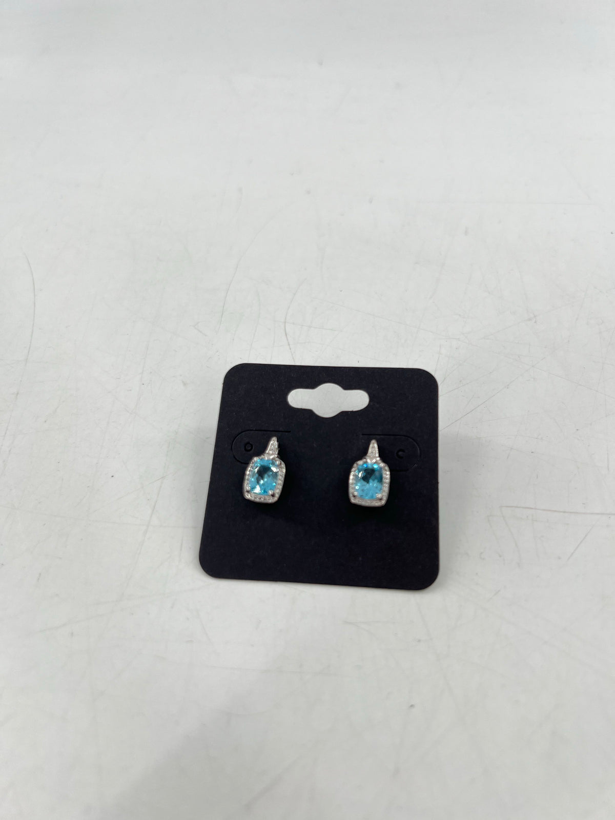 .925 silver cz blue stone earrings