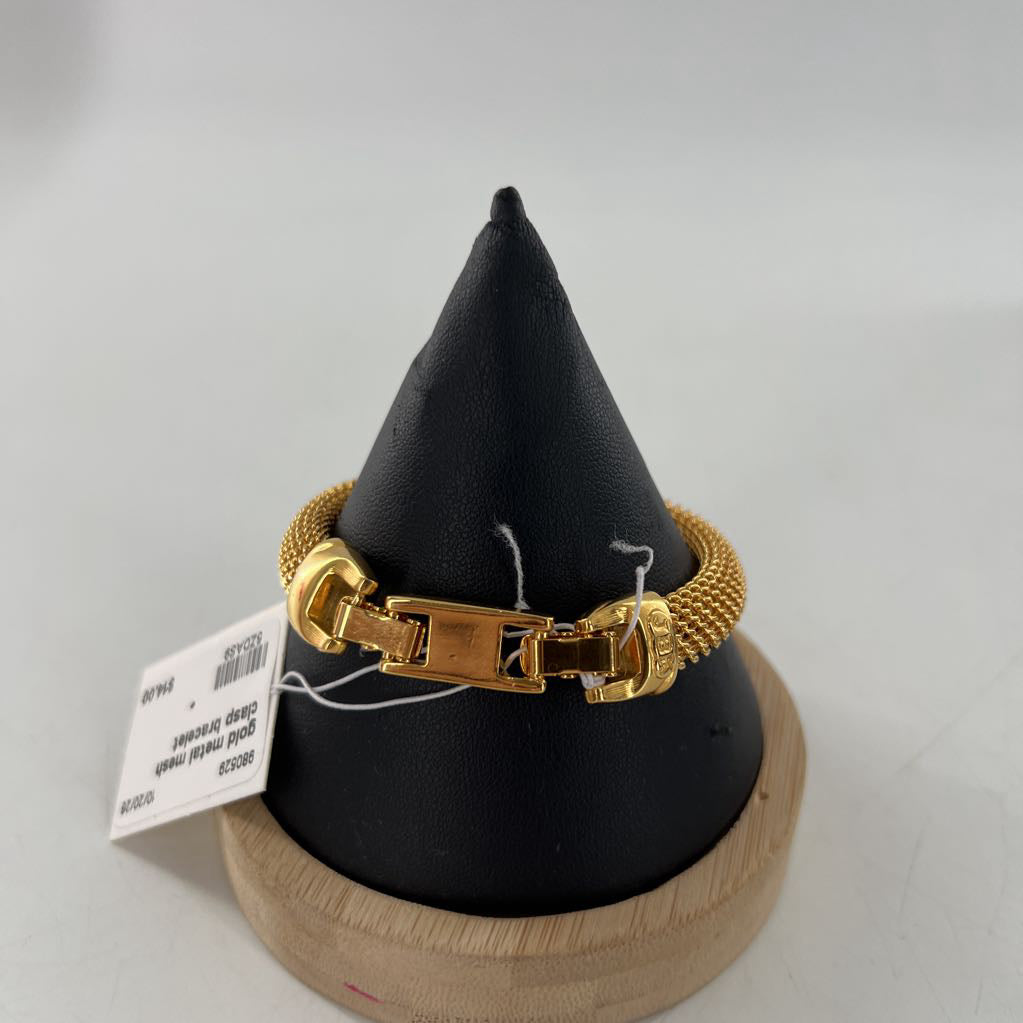 gold metal mesh clasp bracelet