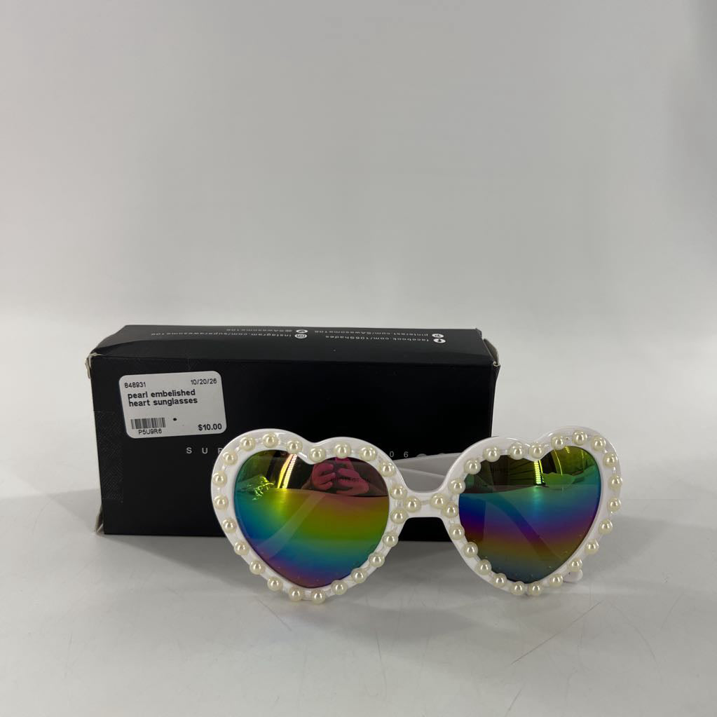 pearl embelished heart sunglasses