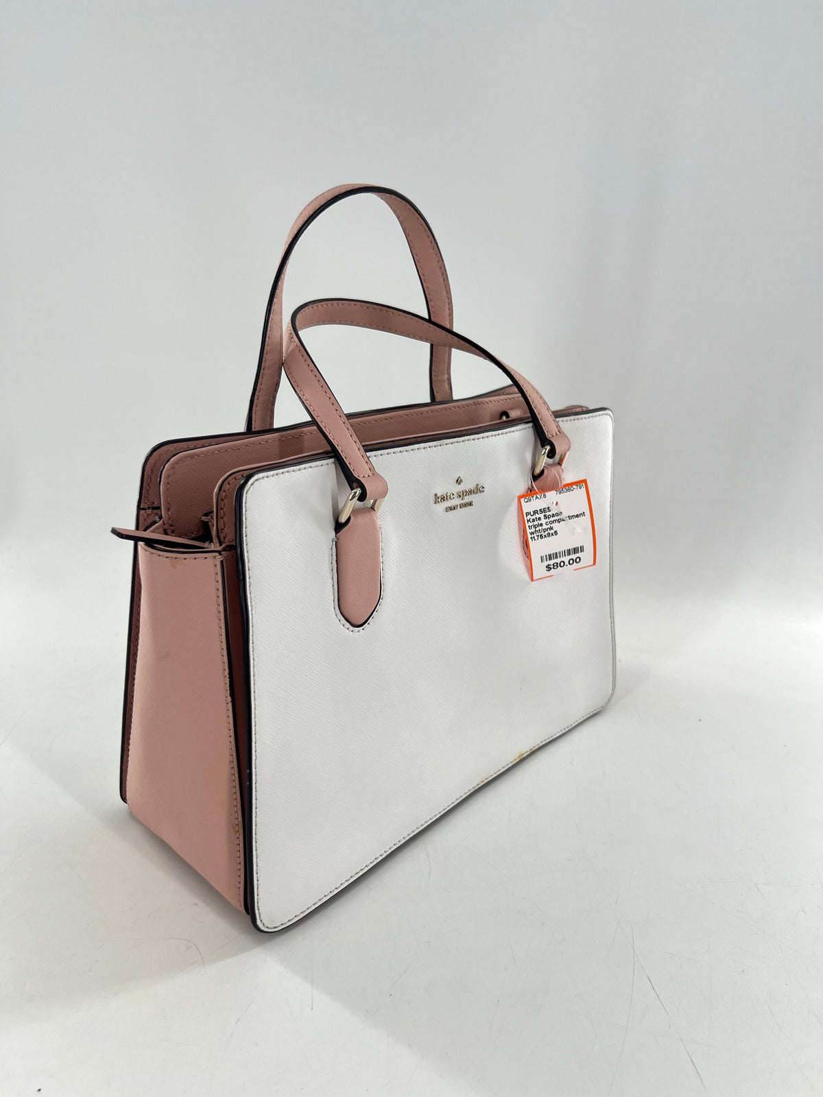 triple compartment colorblock satchel