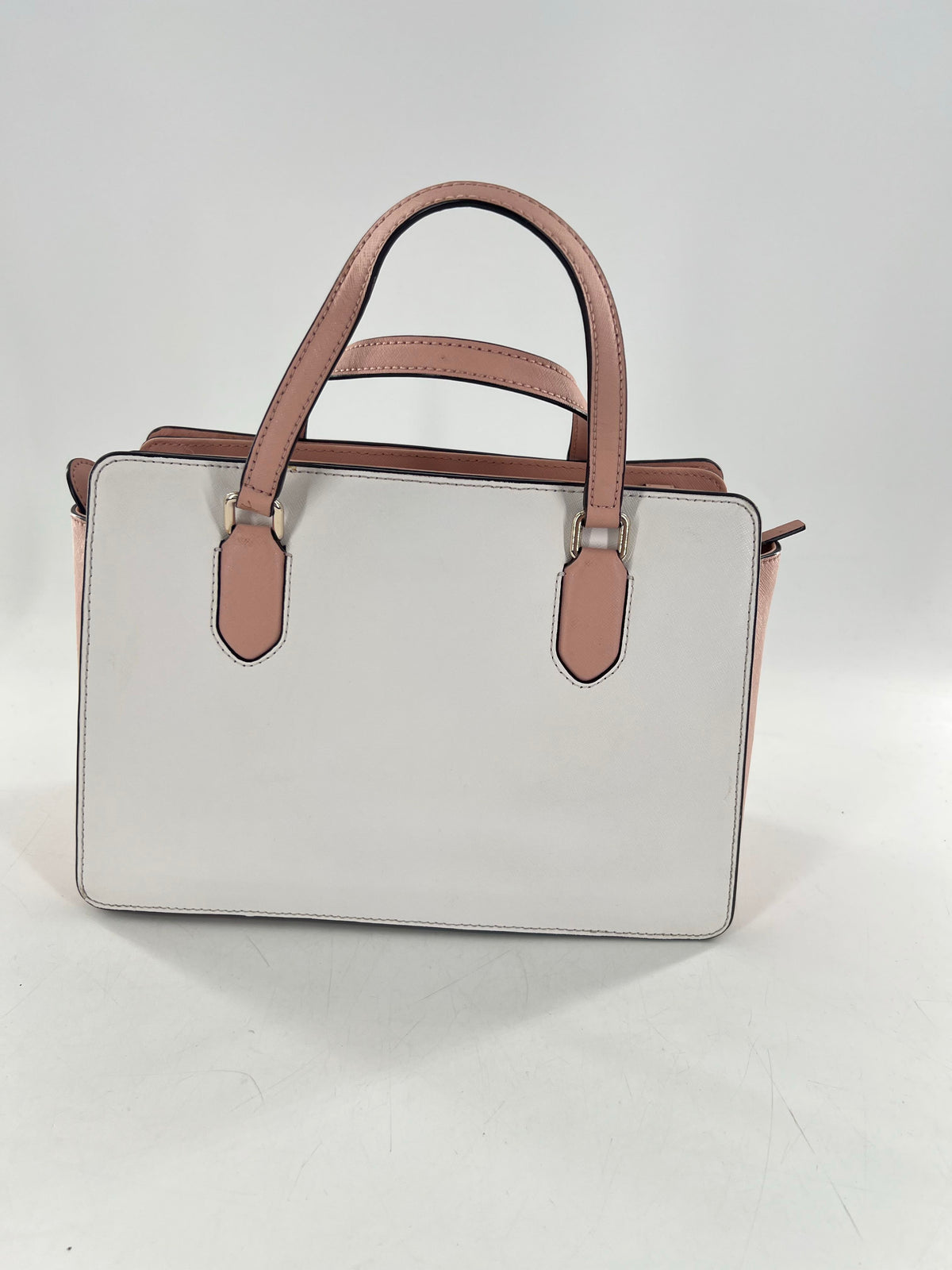 triple compartment colorblock satchel