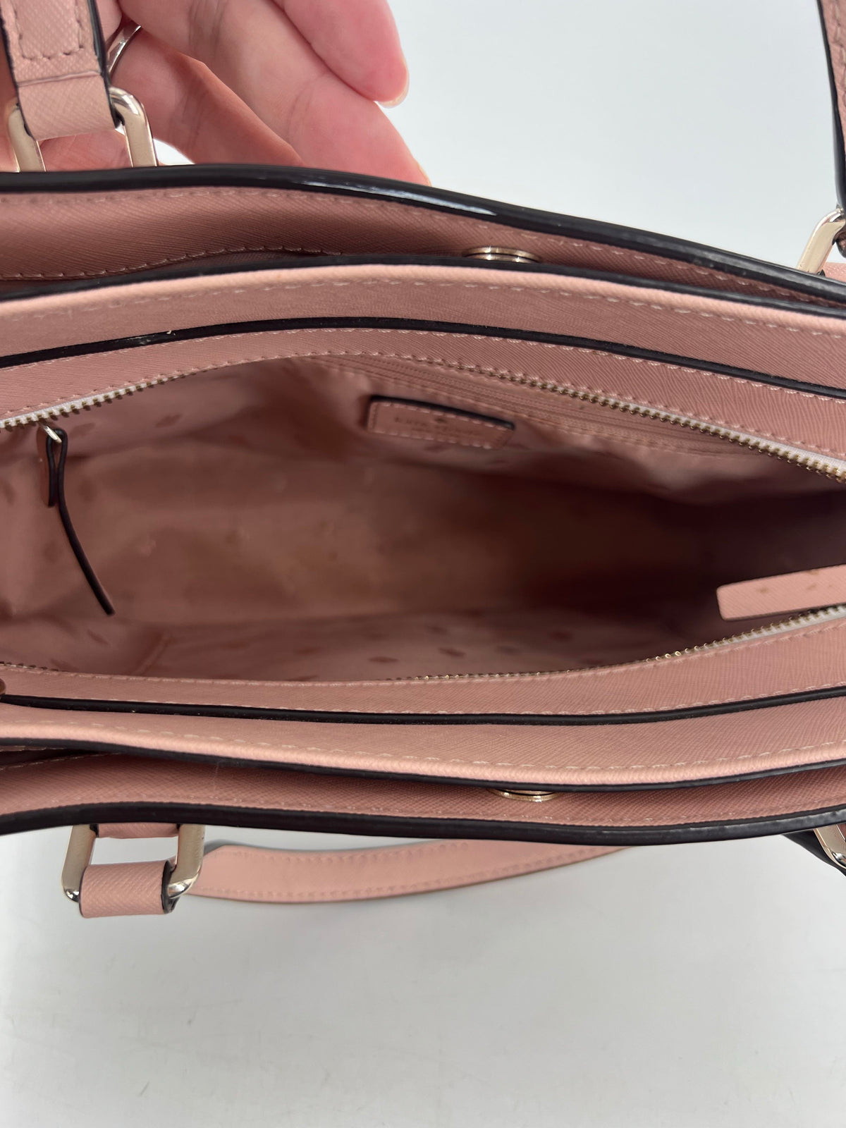 triple compartment colorblock satchel