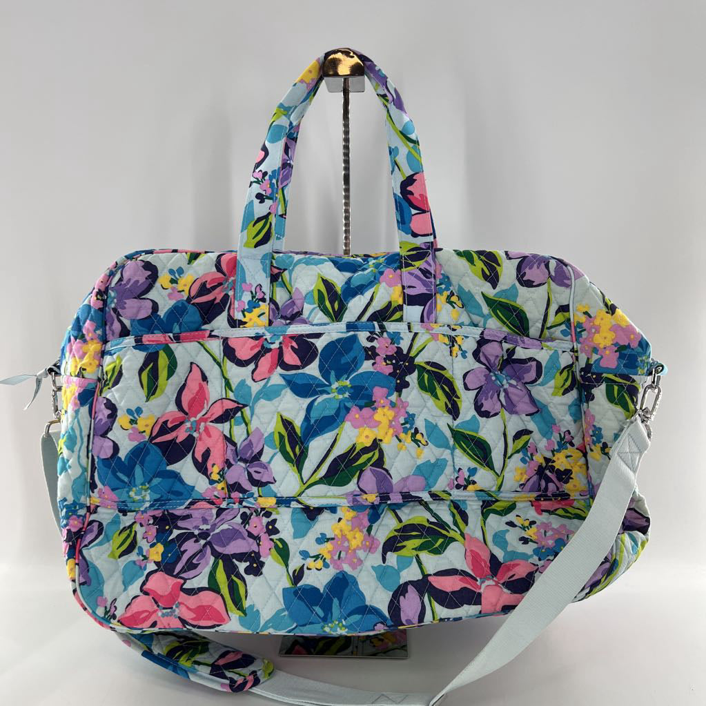 quilted flo print overnight bag