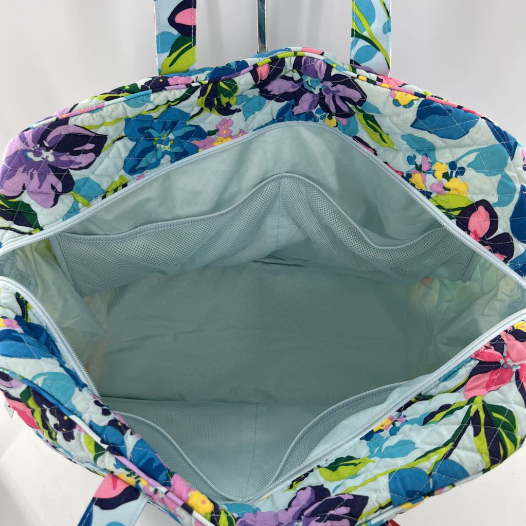 quilted flo print overnight bag