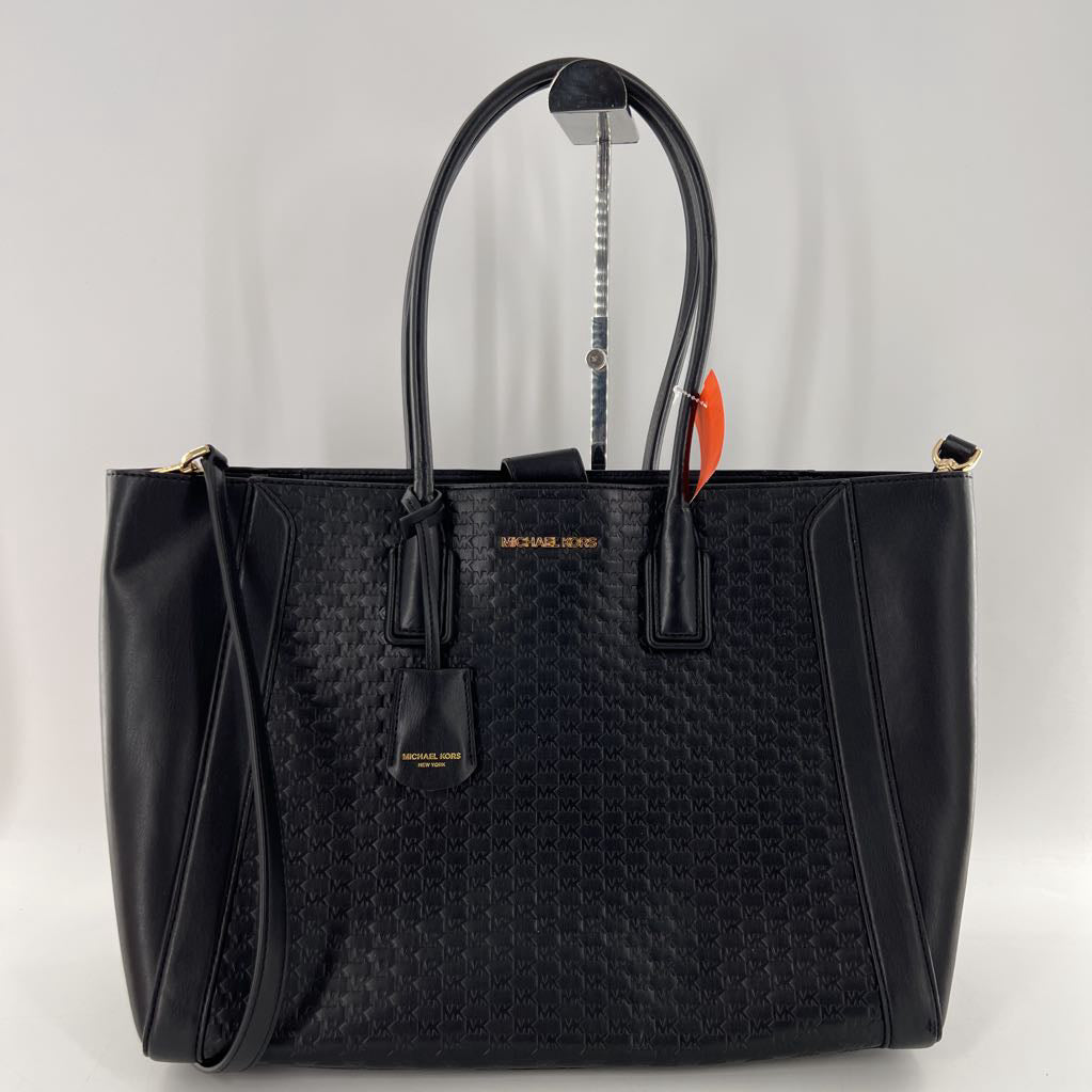 leather logo embossed tote