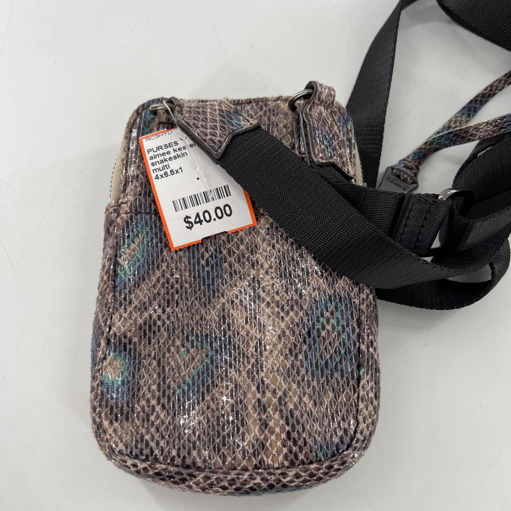 snakeskin embossed iridescent phone crossbody