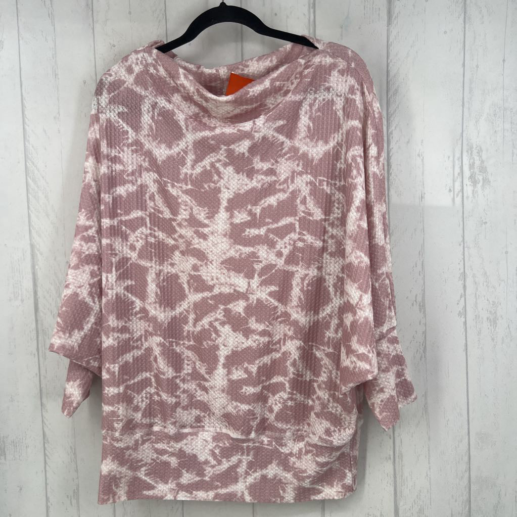 L tie-dye waffle knit dolman slv top