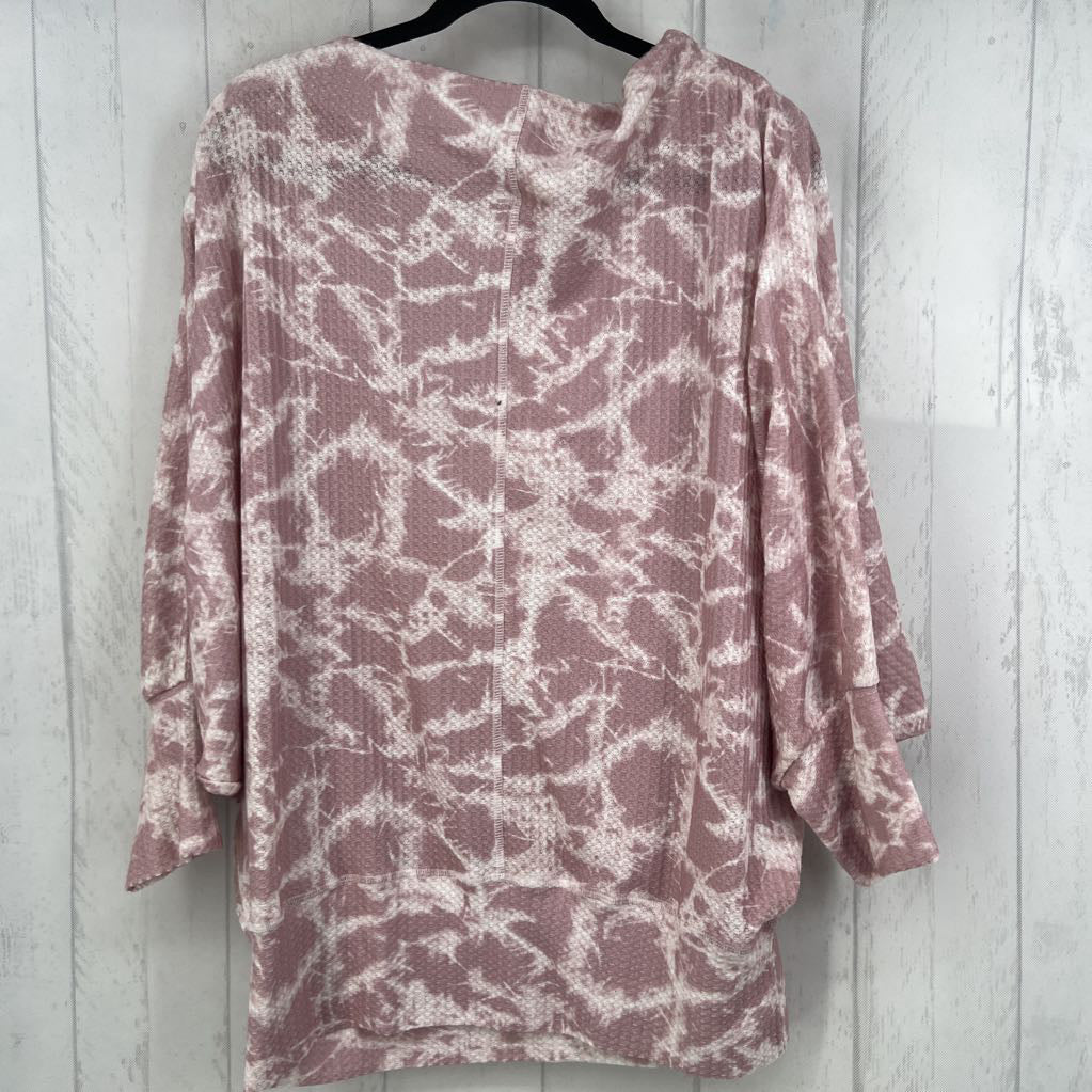 L tie-dye waffle knit dolman slv top