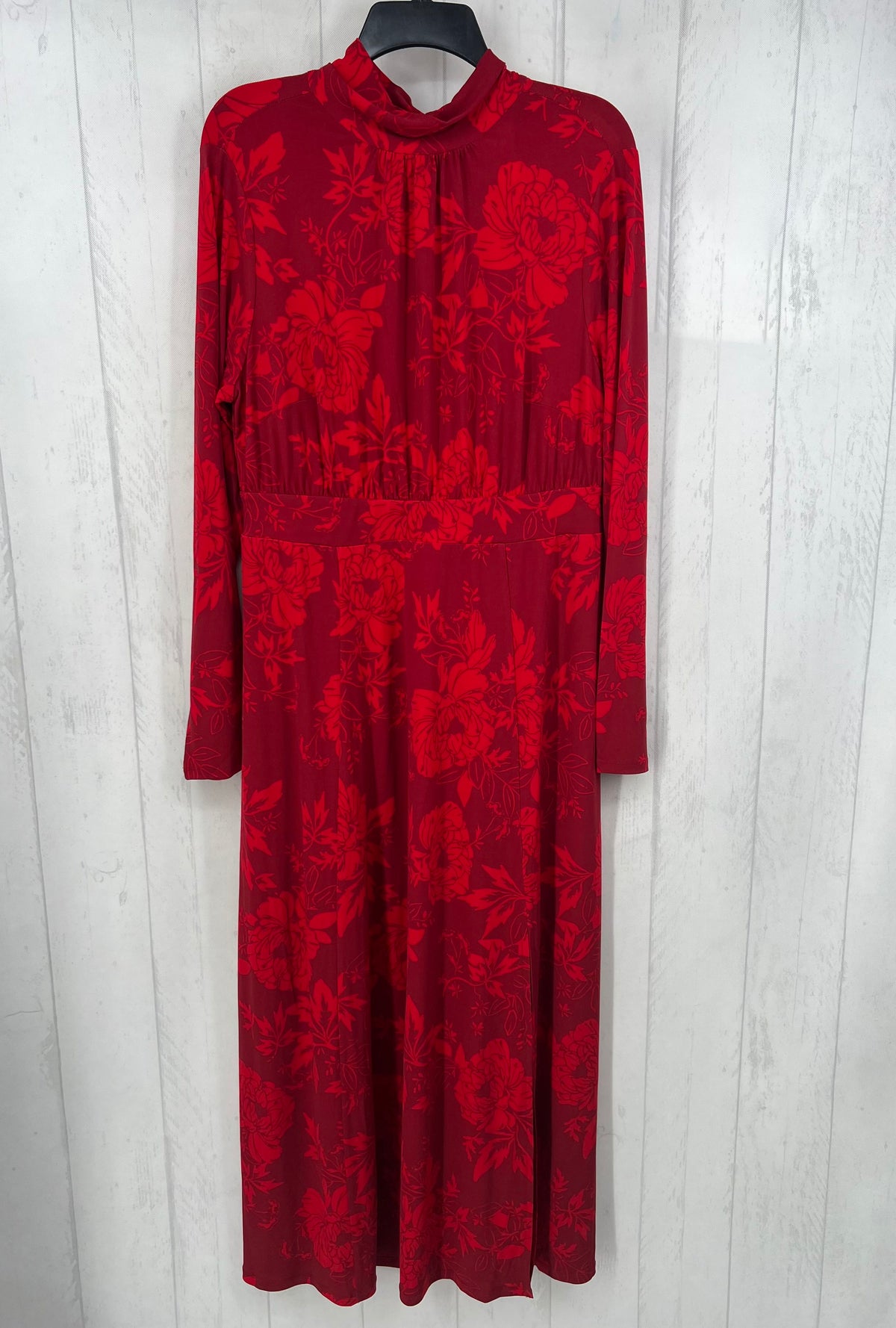 14/16 flo print hi-neck l/s dress