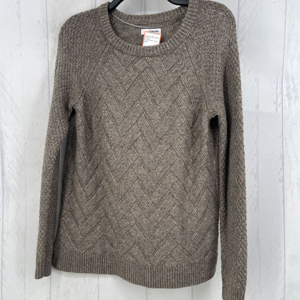 S cable knit round neck sweater
