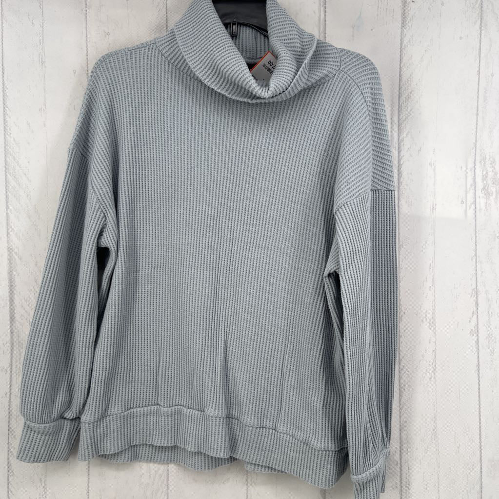 S waffle knit cowl neck l/s top