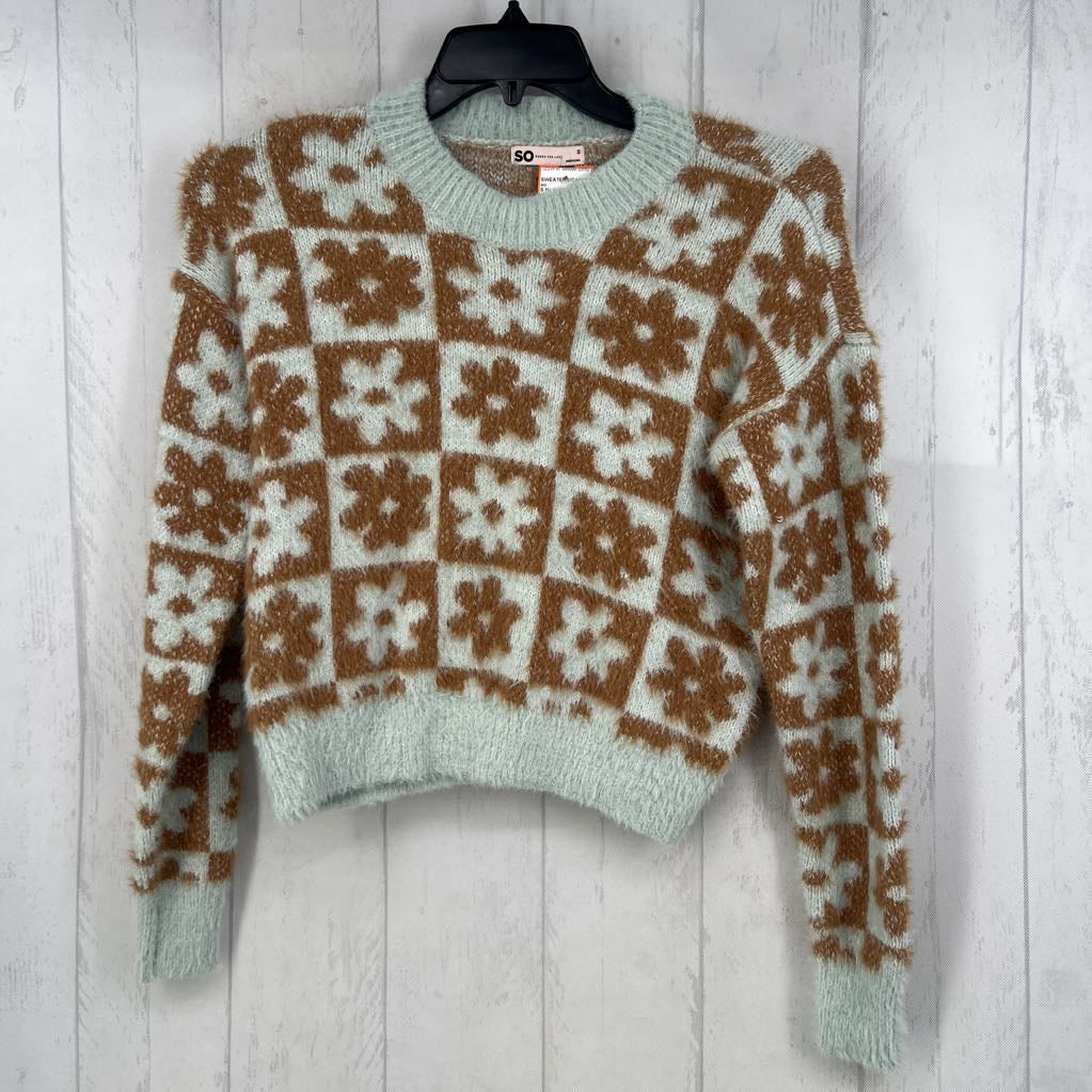 S flo print colorblock sweater