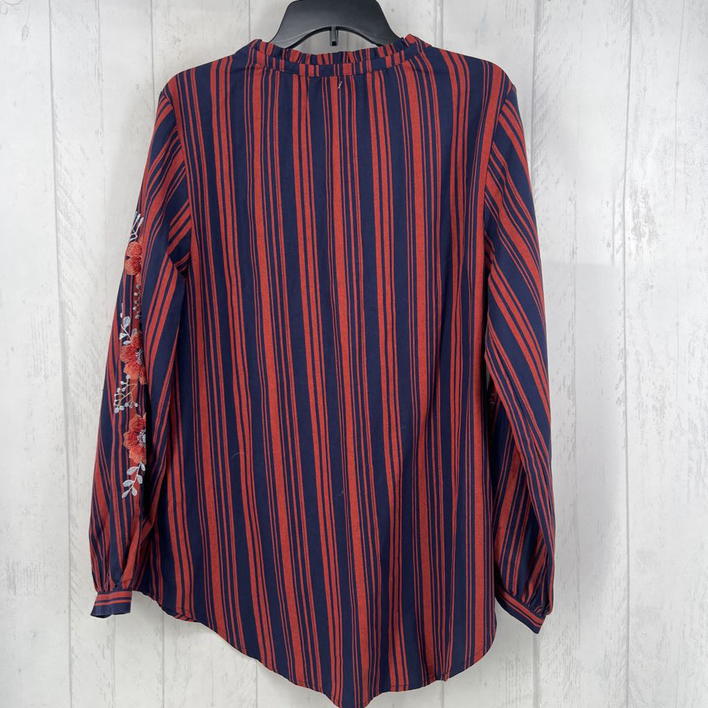 L striped quarter button down l/s top