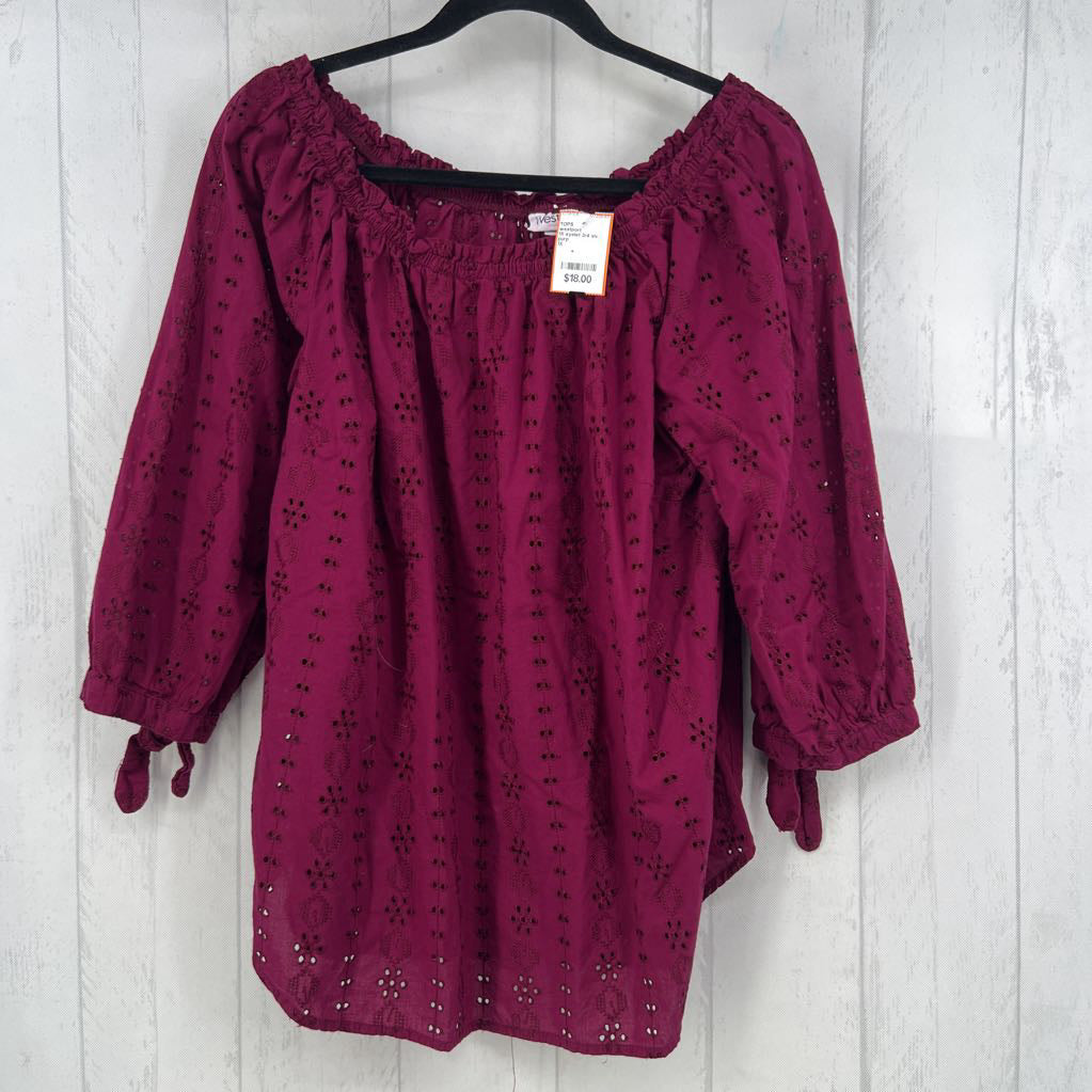 1X eyelet 3/4 slv top
