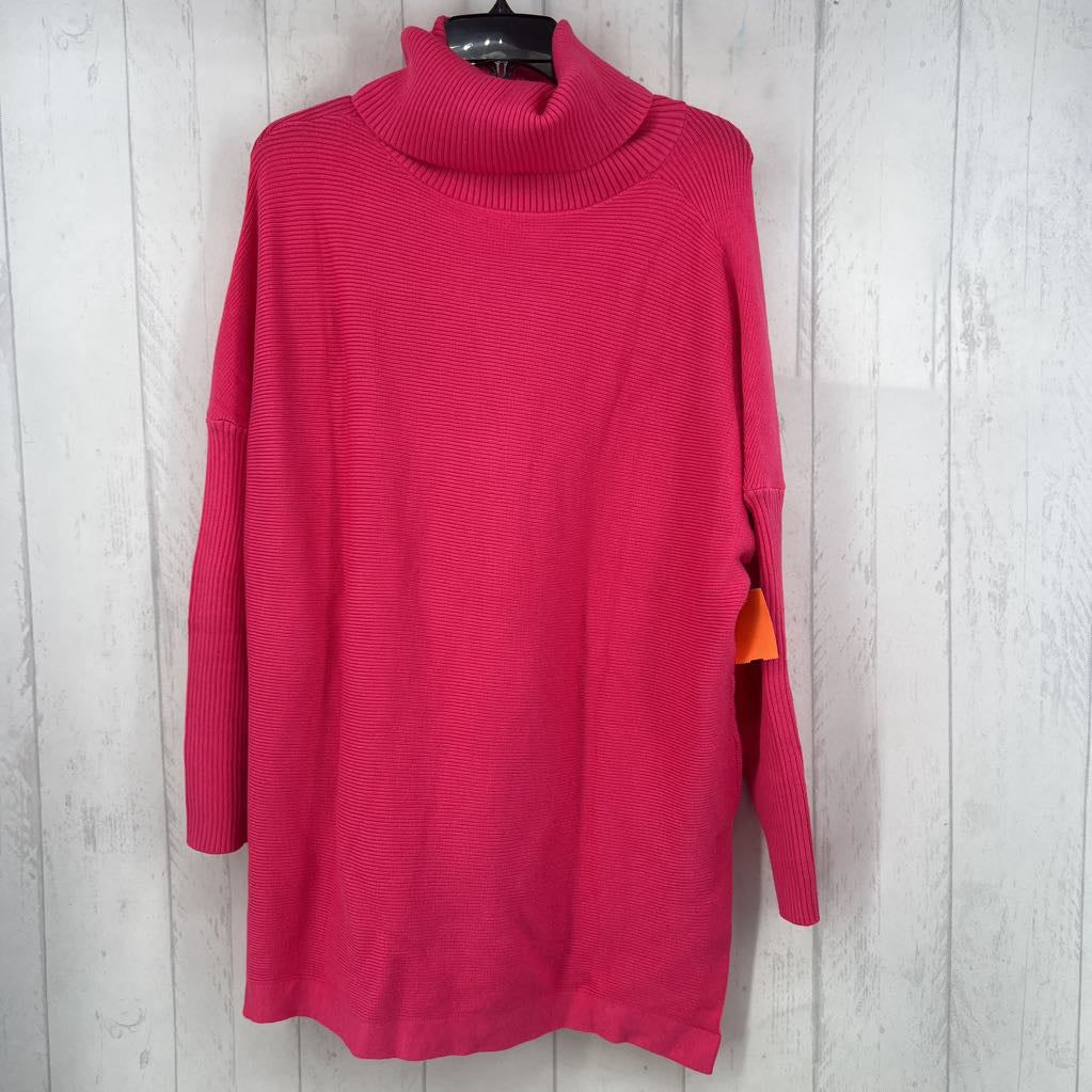 L rib knit cowl neck sweater