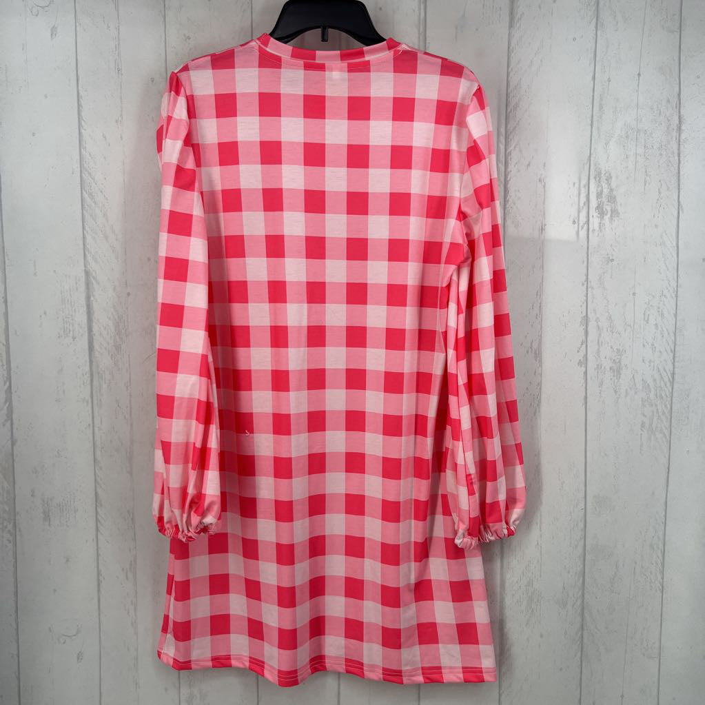 M checkered & heart print l/s dress