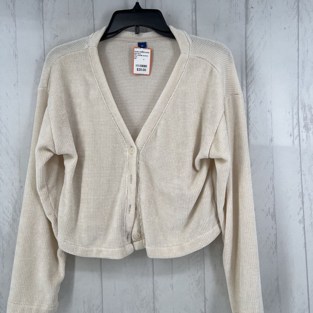 XS chenille button front cardi