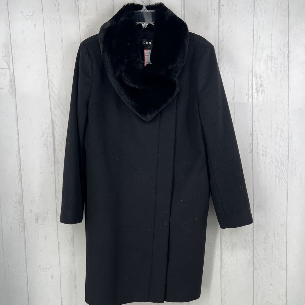 XLp faux fur collar wool coat