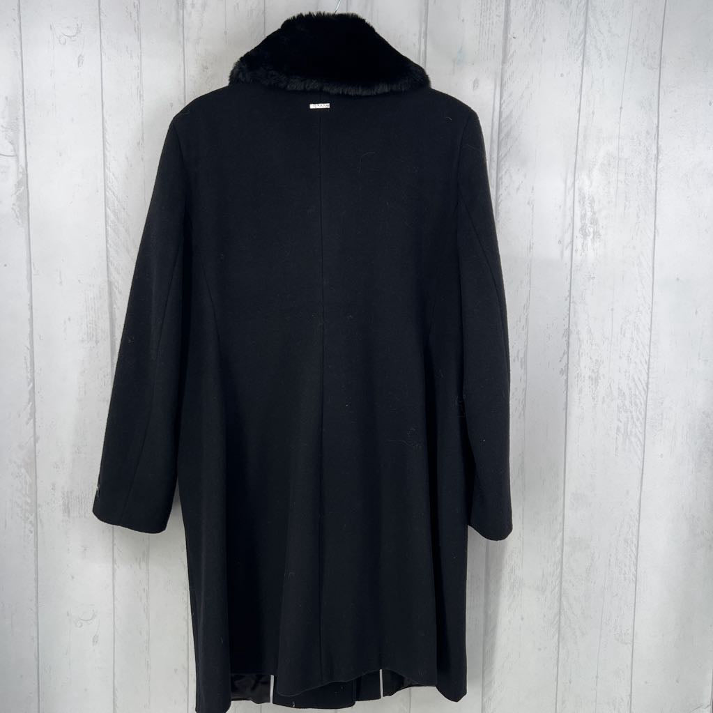 XLp faux fur collar wool coat