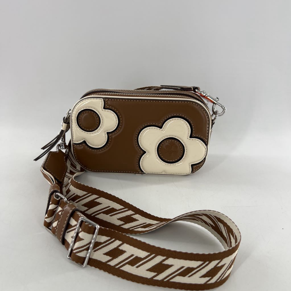 patent floral appliques mini crossbody