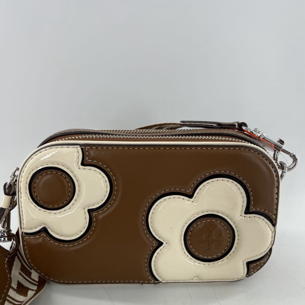 patent floral appliques mini crossbody