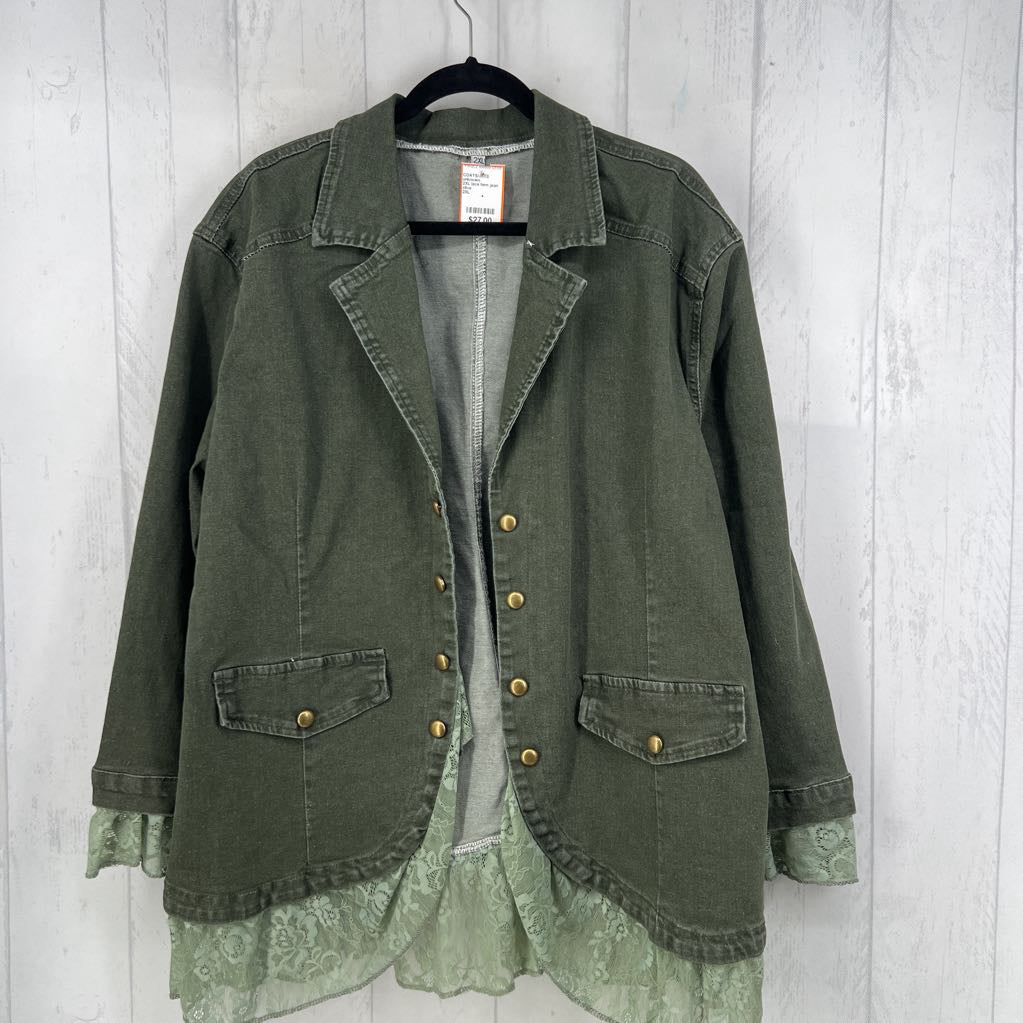 2XL lace hem jean jacket