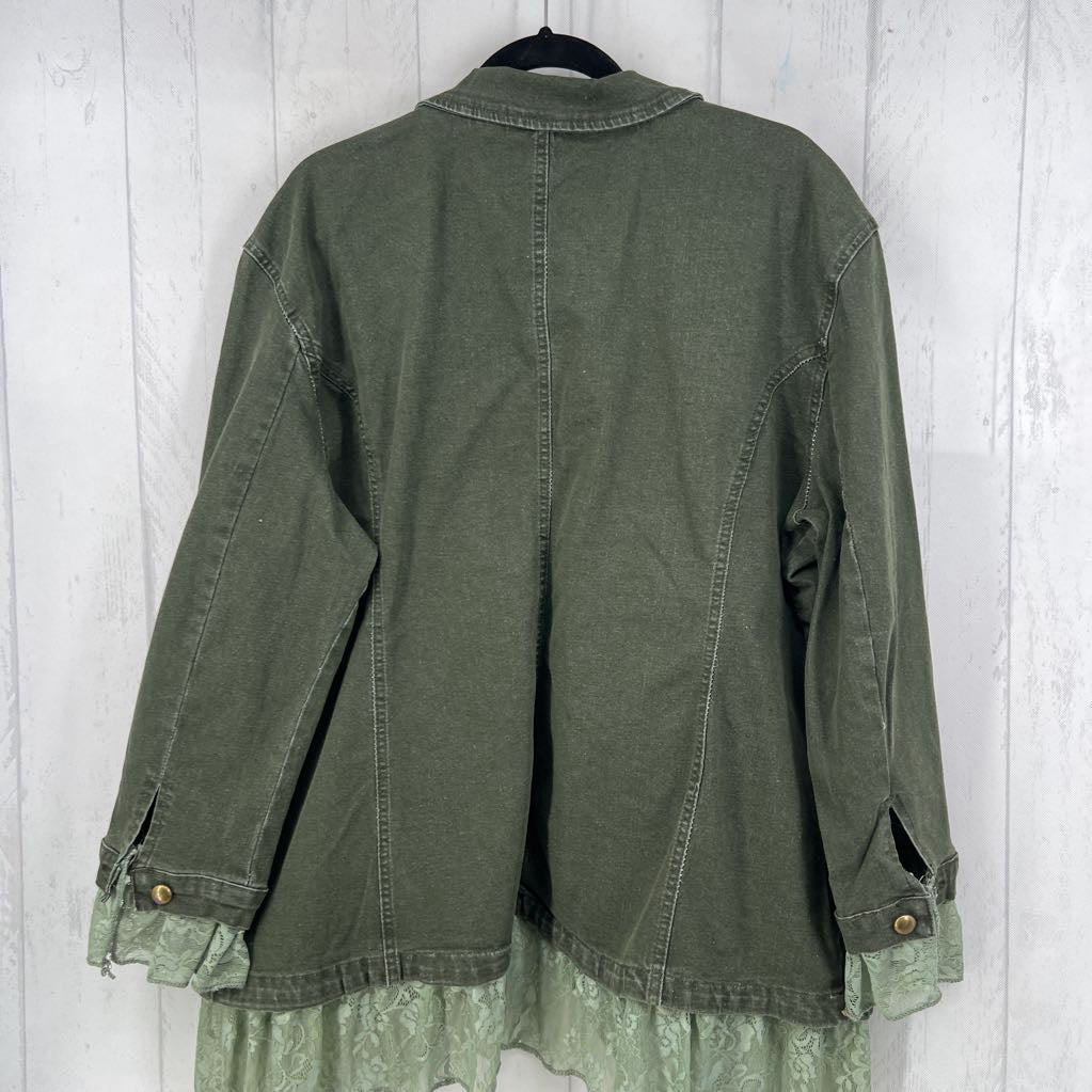 2XL lace hem jean jacket