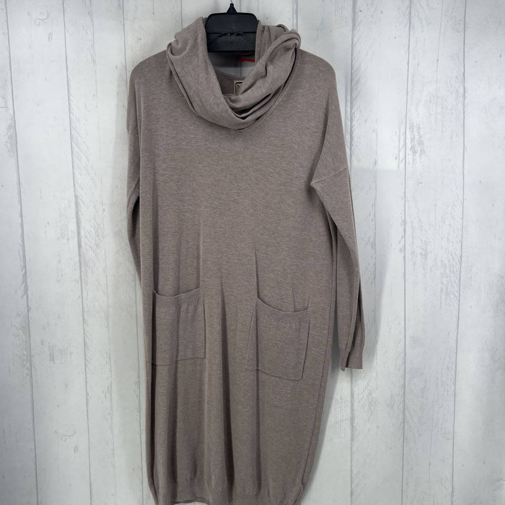 S 2pc v-neck knit dress w/ scarf
