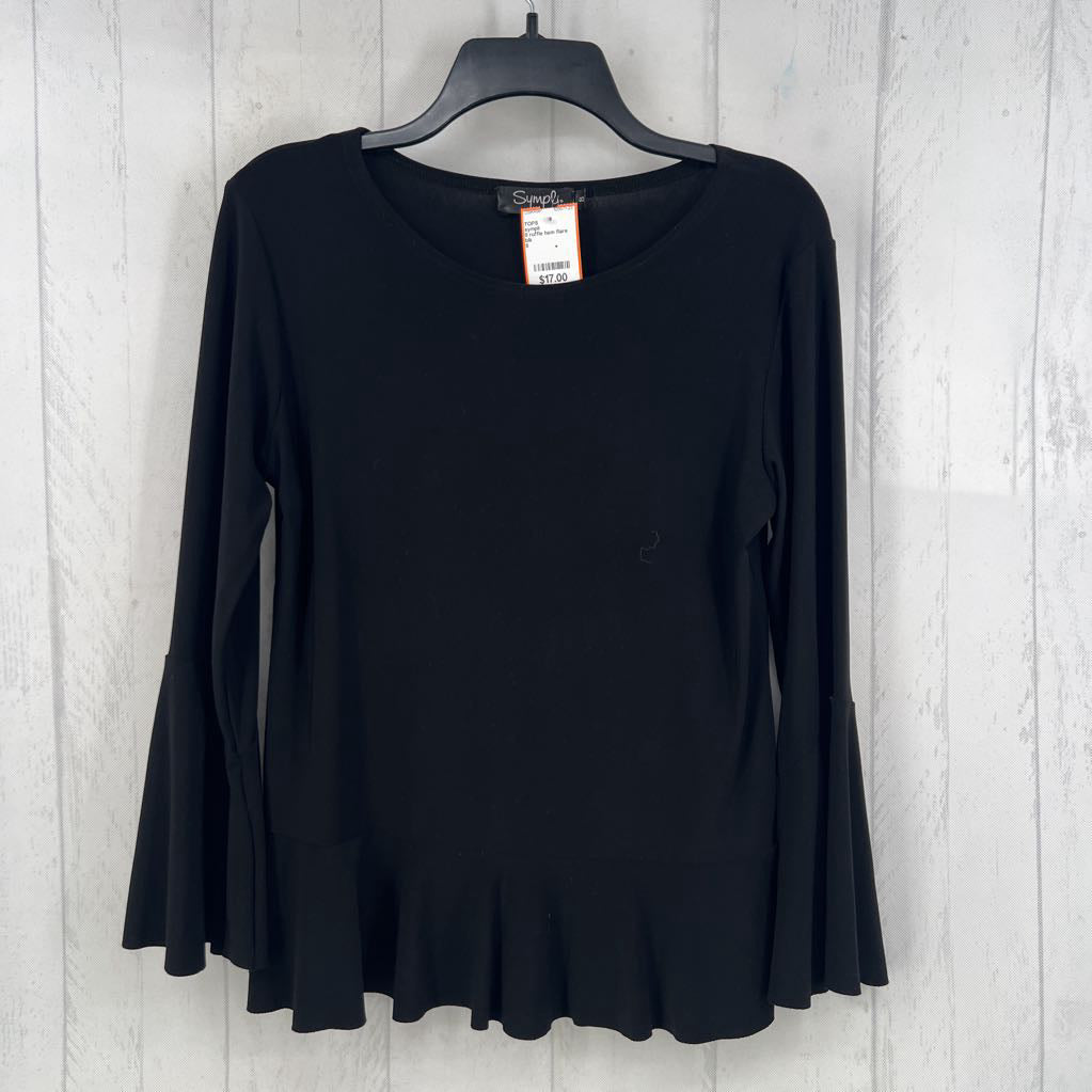 8 ruffle hem flare slv top