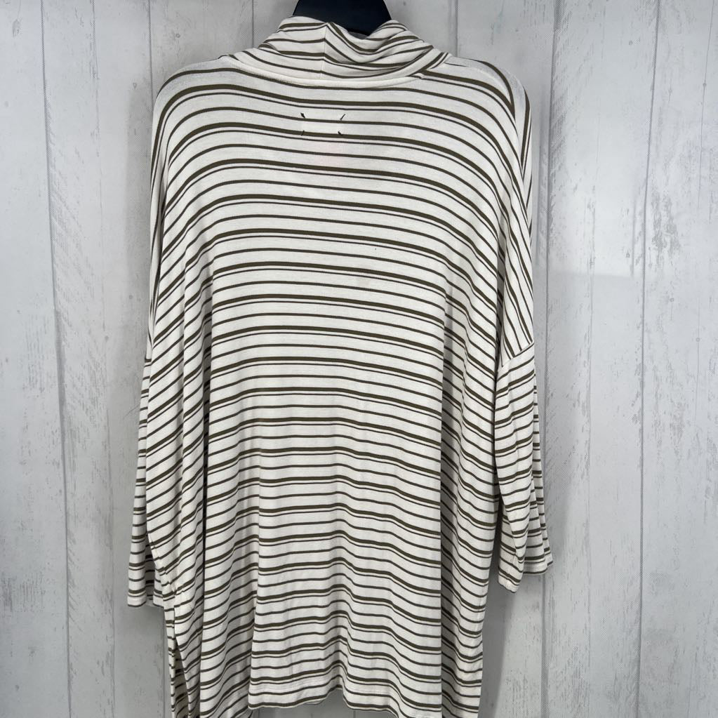 XL striped cowl neck l/s top