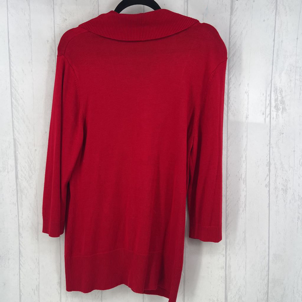 XL draped front w/ lace inset 3/4 slv knit top