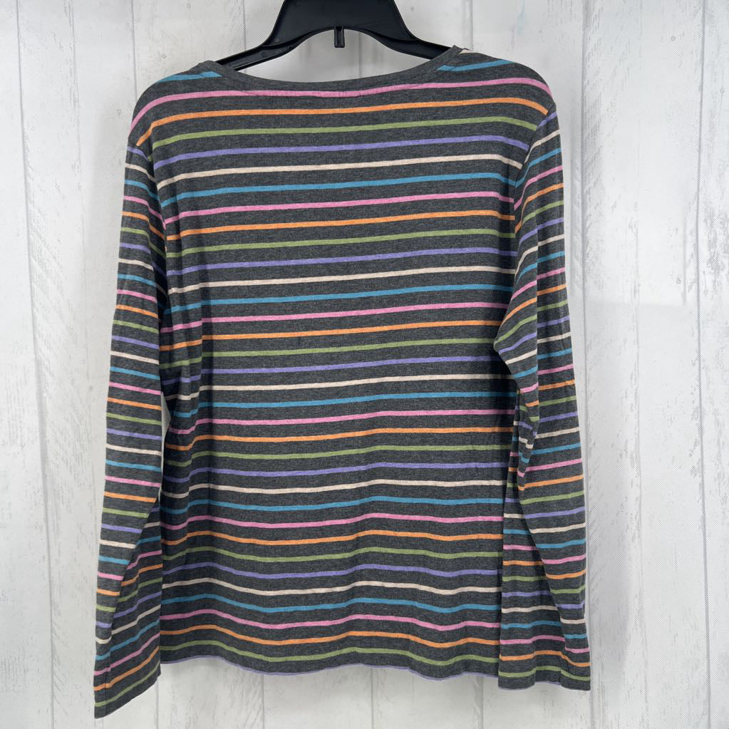 L striped v-neck l/s tee