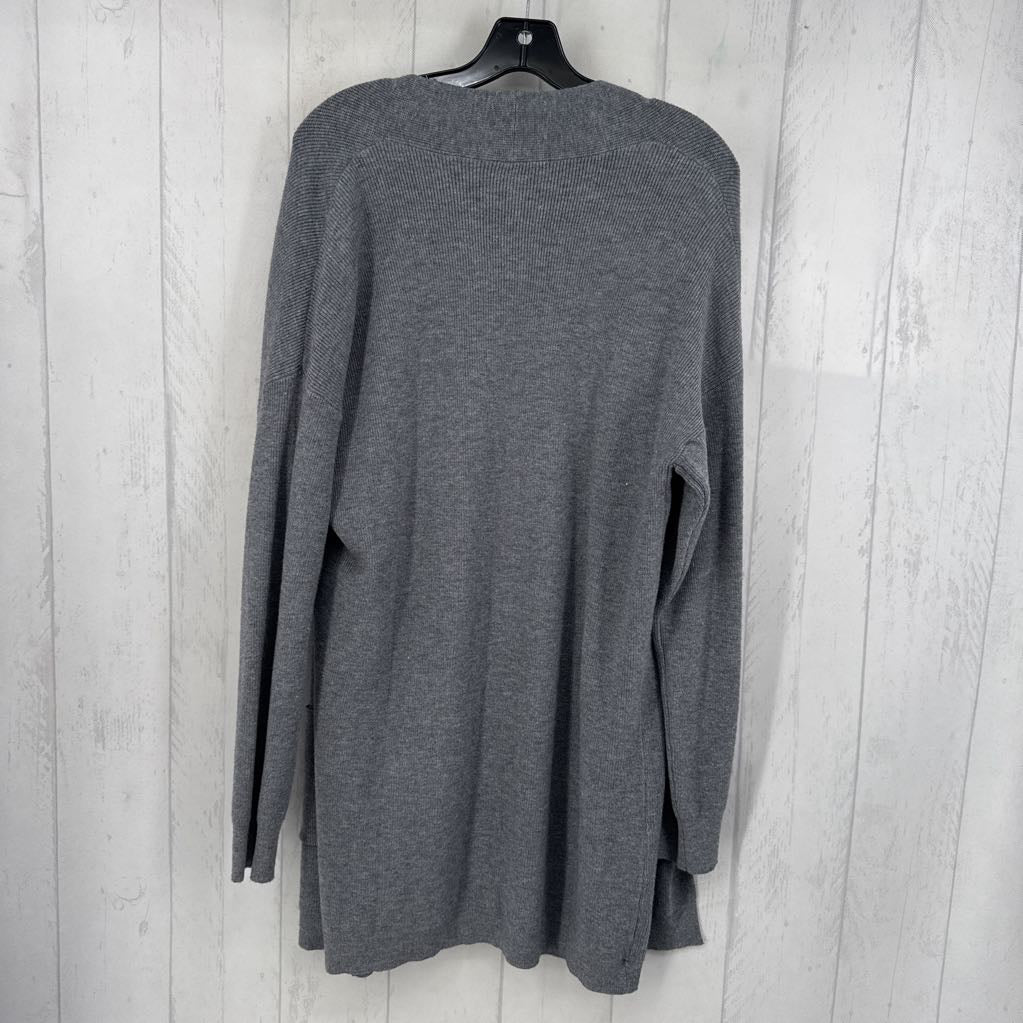 L ribbed open front cardi