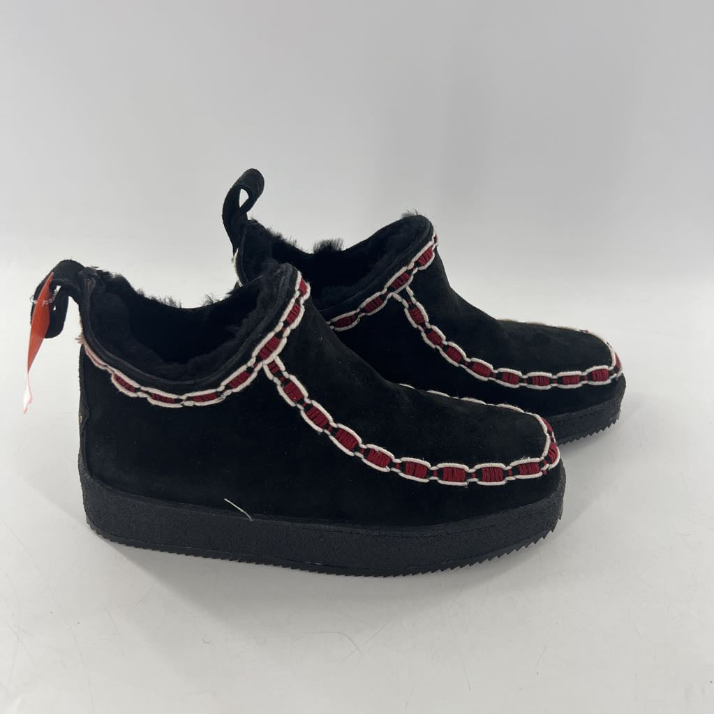 9 suede crochet accent shearling bootie