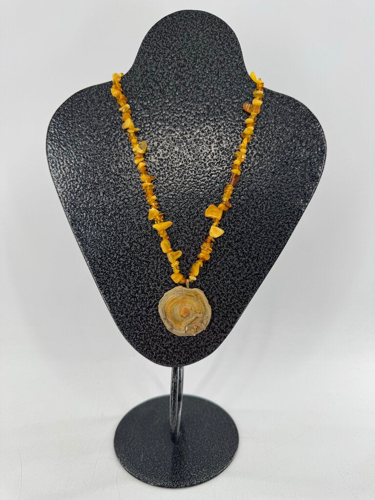 R125 15" amber & yellow chalcedony necklace