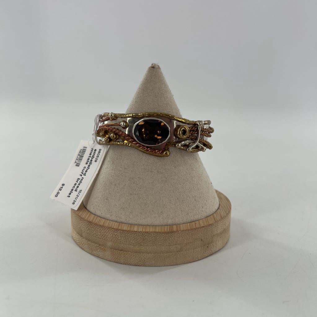 embelished mixed metals cuff bracelet