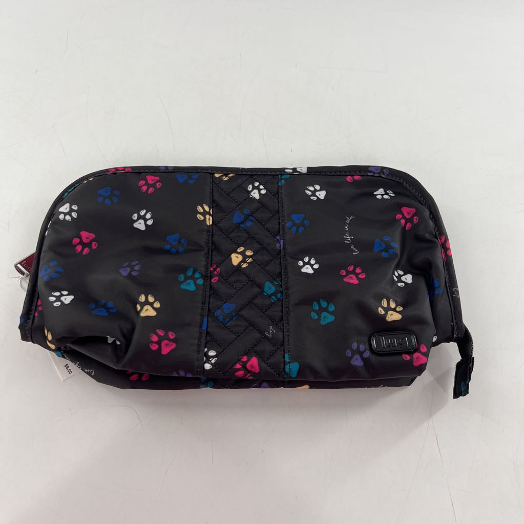 nylon pawprint print cosmetic bag