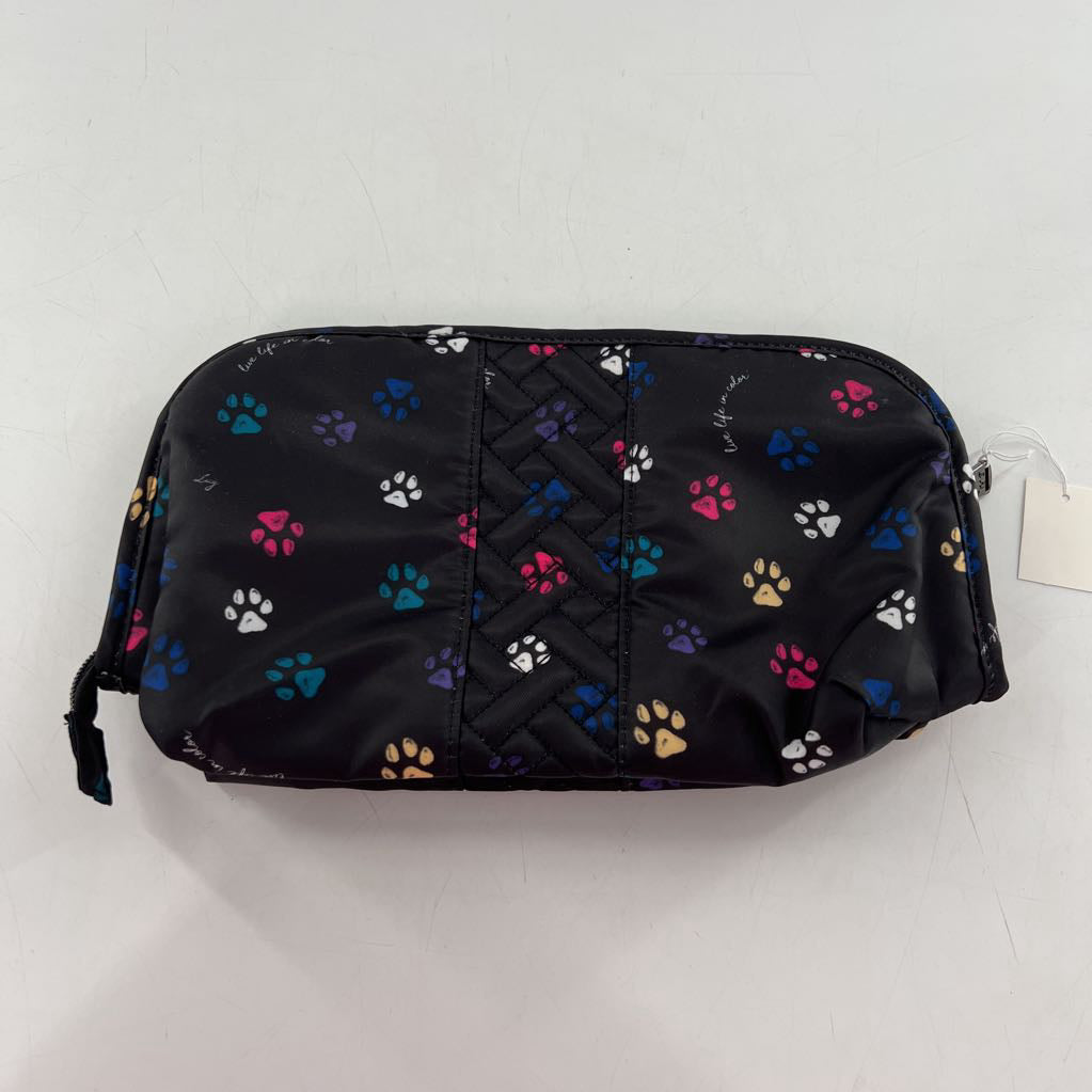 nylon pawprint print cosmetic bag