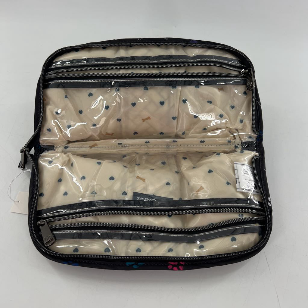 nylon pawprint print cosmetic bag