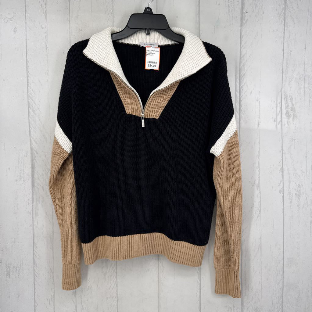 M colorblock quarter zip sweater