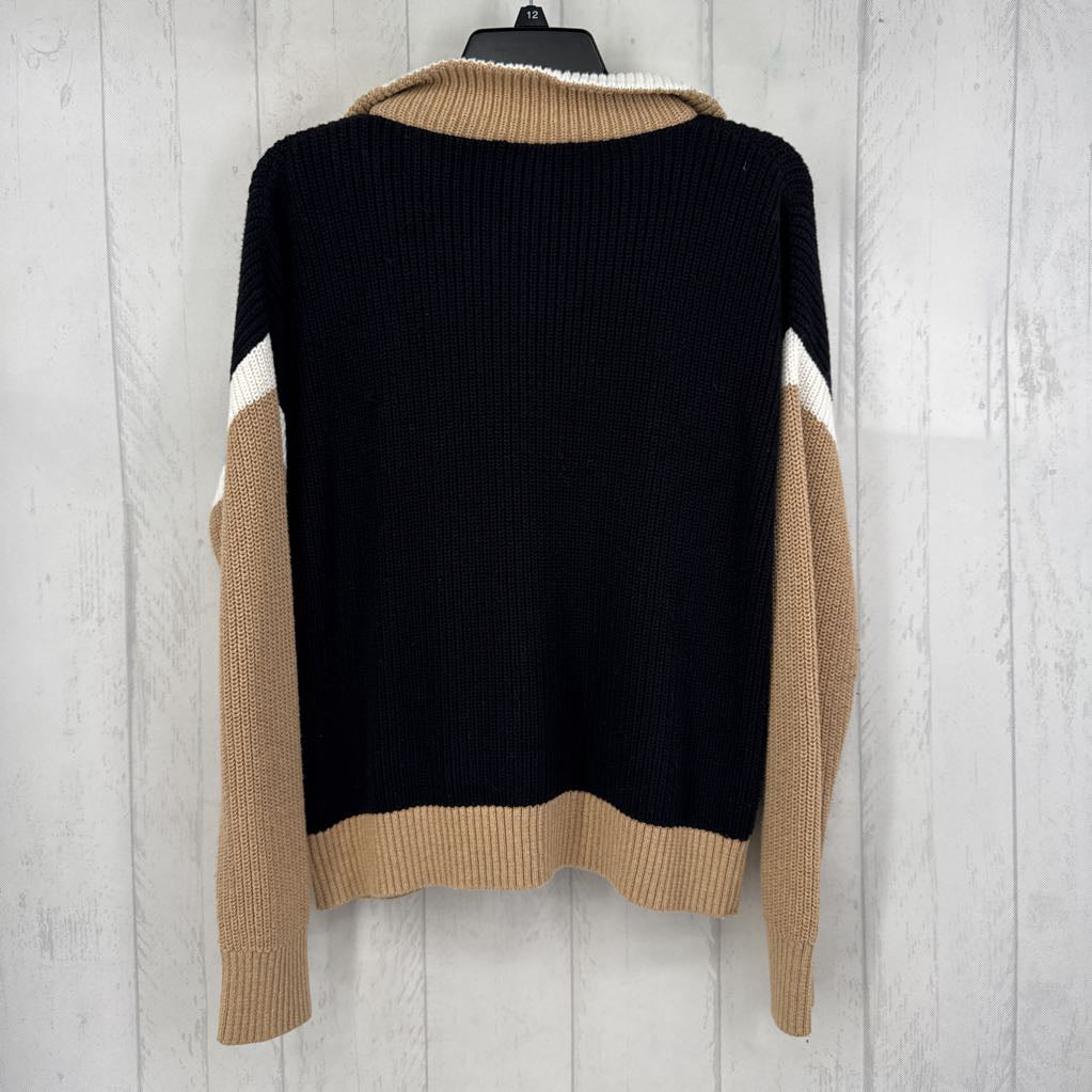 M colorblock quarter zip sweater
