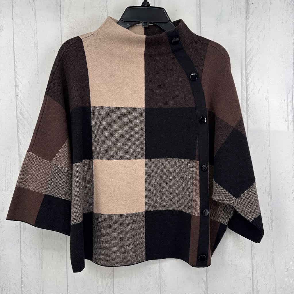 Sp checkered mock neck 3/4 slv sweater
