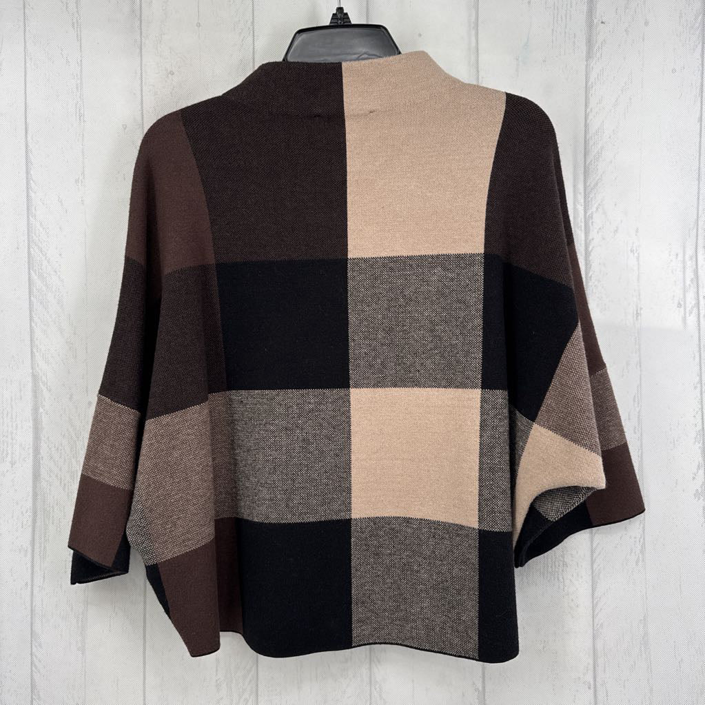 Sp checkered mock neck 3/4 slv sweater