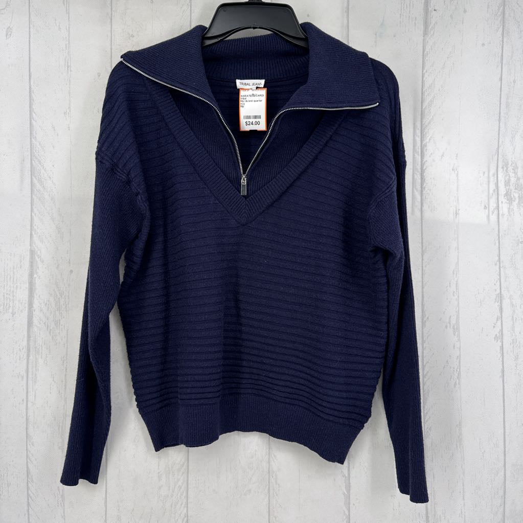 Mp rib knit quarter zip sweater