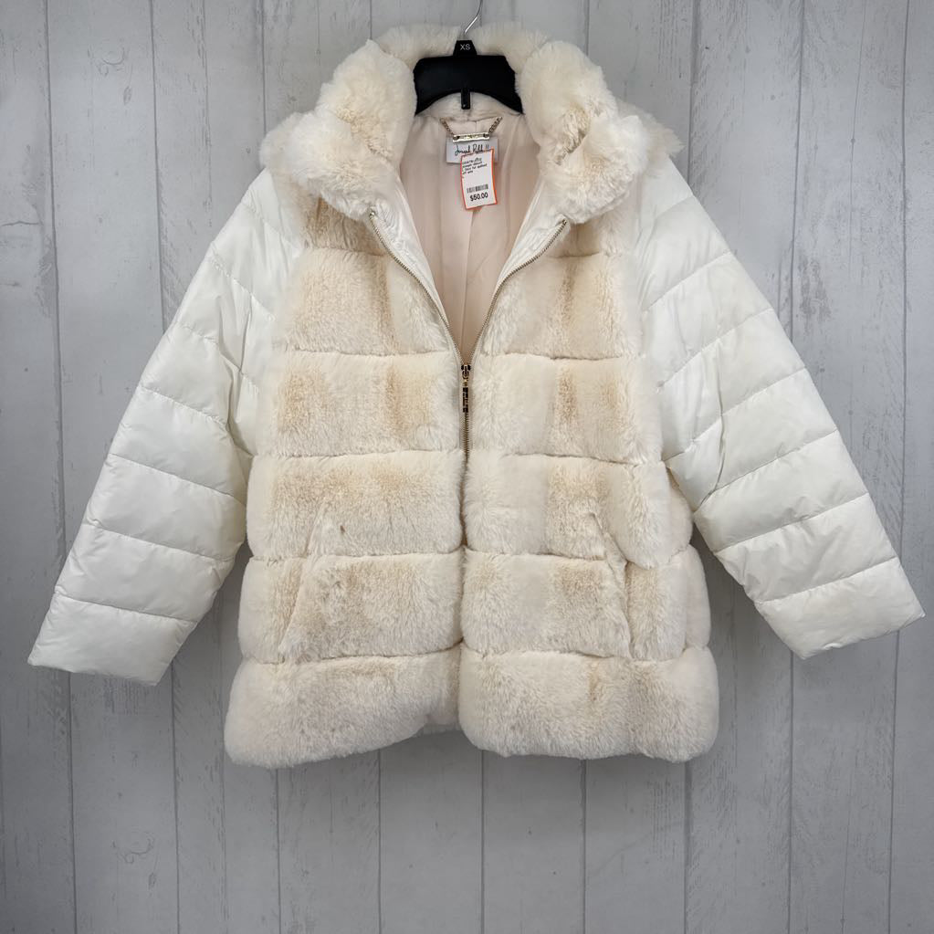 L faux fur quilted slv coat