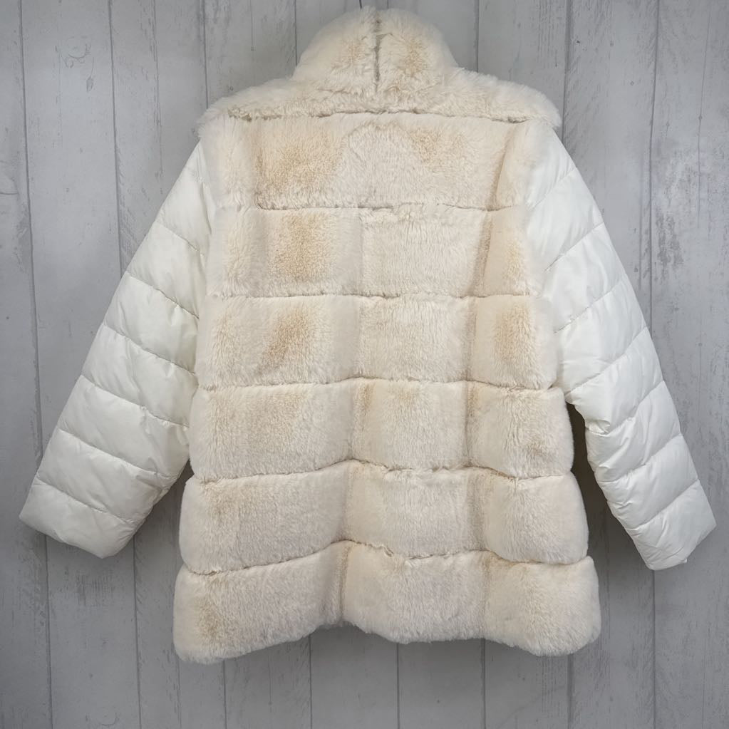 L faux fur quilted slv coat