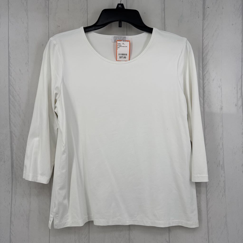 L round neck 3/4 slv tee